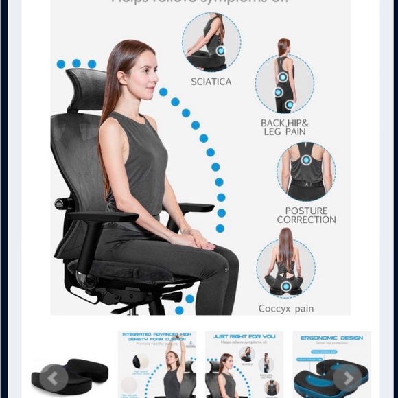 Black Memory Foam Seat Cushion - Picture 3 of 5